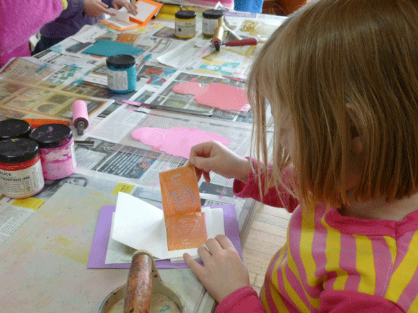 Revealing a print, Schooner Kids 'What Boat is That?' project © 2013, photo by Curtis Yu