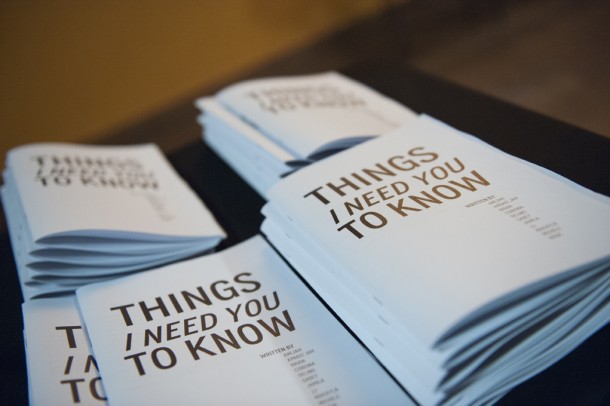 Oliver led the participants in Session 4 in publishing a chapbook of their writing, titled Things I Need You to Know.