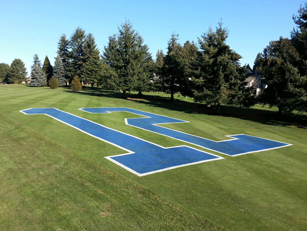 Skagit Golf and Country Club, “12th Man” symbol on golf course © 2014 photo by Steve Link
