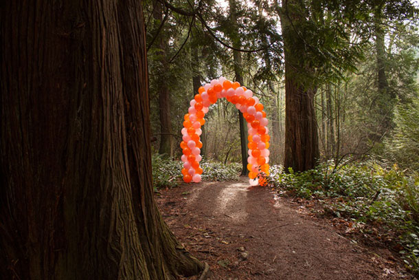 © 2013 Andy Arkley & Courtney Barnebey, Balloon Arch, Seward Park, mixed media. Photo courtesy of the artist.