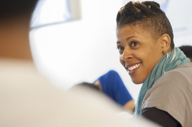 Mentor artist, Shontina Vernon. Creative Justice 2015: Session 1. Timothy Aguero Photography.