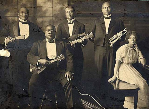 Frank Waldron with trumpet, Wang Doodle Orchestra, Seattle, ca. 1925, image #2001.14.2.16E, courtesy of the Black Heritage Society