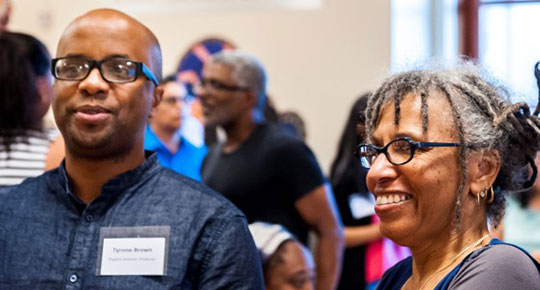 Tyrone Brown and Marita Dingus at an Artists Up event in 2014. Photo: Robert Wade Photography