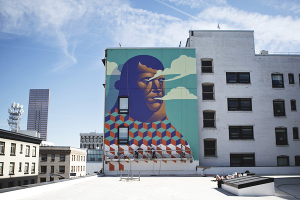 "Clarence The Cloud Creator" by Dallas-based artist Michael Reeder, for Forest for the Trees, a recurring public art project in Portland, Oregon, curated by Gage Hamilton. Photo by Anthony Taylor.