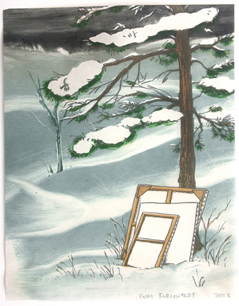 © 2008 Tom Burckhardt, Canvas in the Snow VII, monoprint. Image courtesy of the artist.