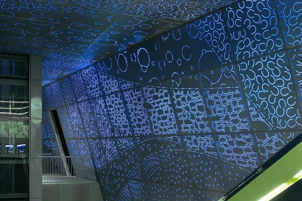 Subterranium, 2016. University of Washington Station, Sound Transit. Aluminum, Polycarbonate. 44’ x 109’ x 34’. Photo by Mark Woods.