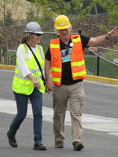 Cath Brunner and Buster Simpson at the Brightwater Opening (Sept 24, 2011). © Photo by Rachael Dillman.